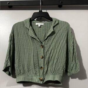 Chic Olive Button-Down Shirt
